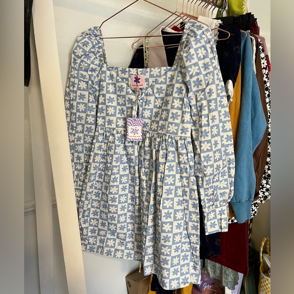 KJ PLUMB x Lisa says Gah! Lena Blue Babydoll Dress